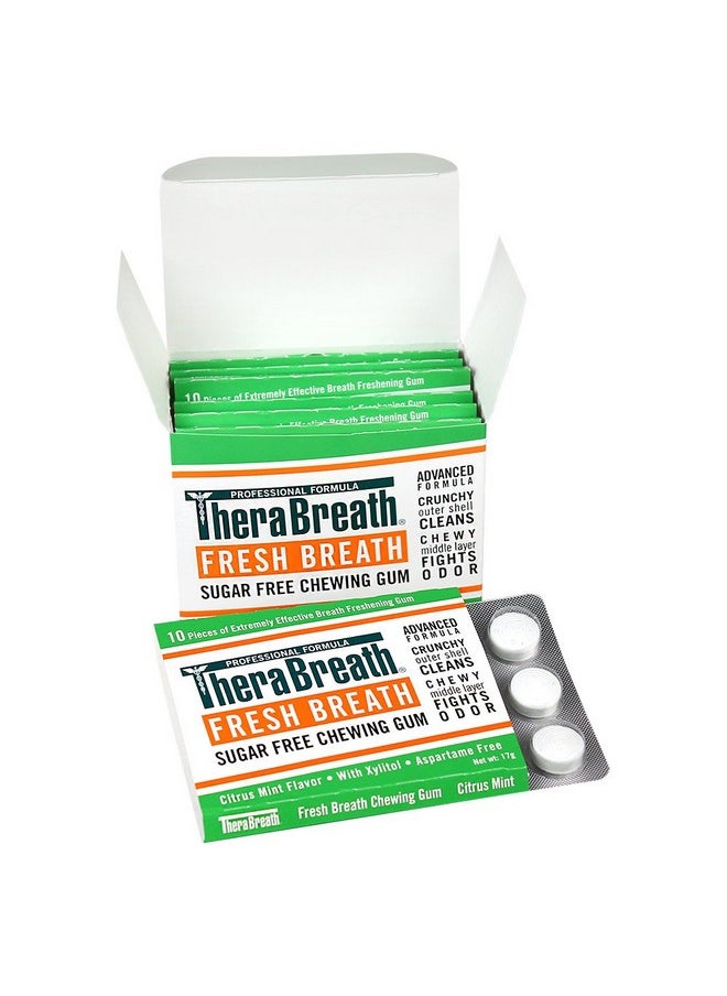 TheraBreath - Fresh Breath Chewing Gum With Zinc, Citrus Mint Flavor, 10 Count (Pack Of 6) - Image 1