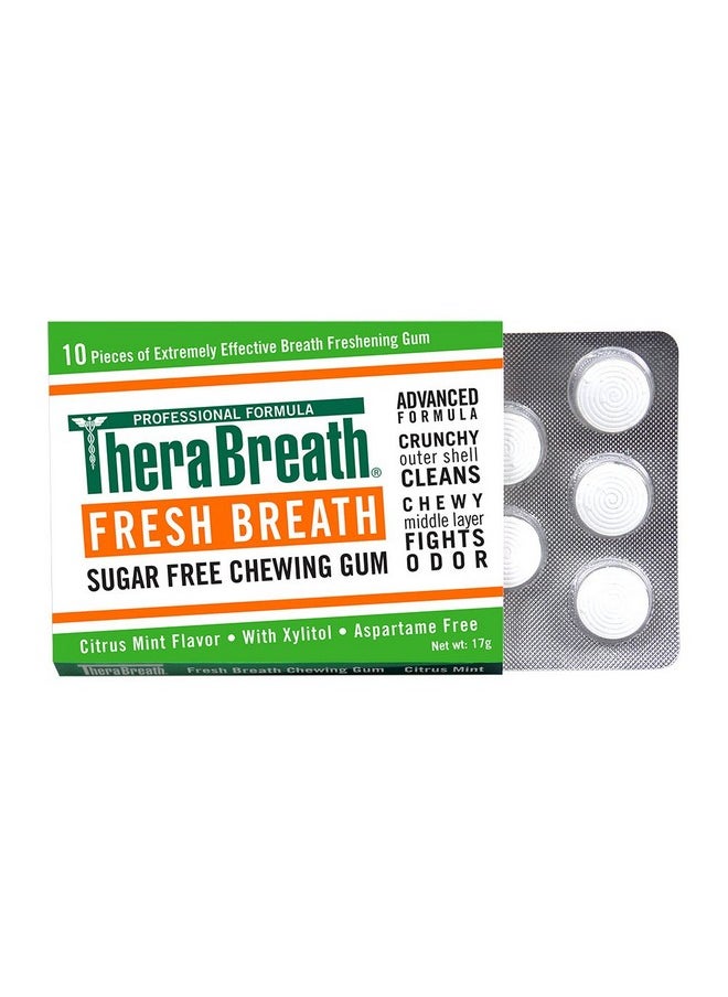 TheraBreath - Fresh Breath Chewing Gum With Zinc, Citrus Mint Flavor, 10 Count (Pack Of 6) - Image 1