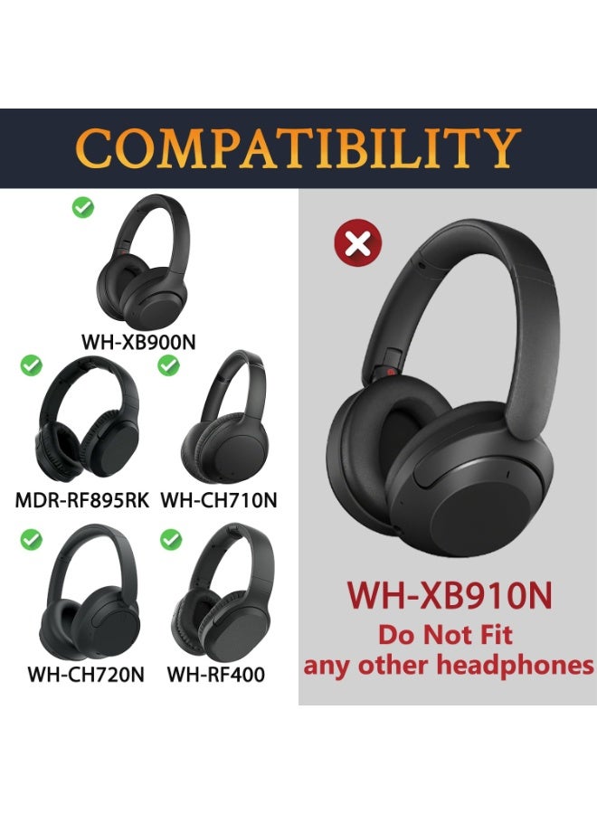 Chabeia Earpads for Sony WH-XB900N/WH-CH710N/WH-CH720N/WH-RF400/MDR-RF895RK Headphones, Ear Pads Cushions with Soft Protein Leather, High Density Foam - Black - Image 2