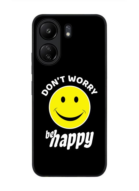 Rugged Black edge case for Xiaomi Poco C65, Slim fit Soft Case Flexible Rubber Edges Anti Drop TPU Gel Thin Cover- Don't worry be happy