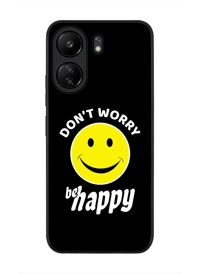 Stylizedd Rugged Black edge case for Xiaomi Poco C65, Slim fit Soft Case Flexible Rubber Edges Anti Drop TPU Gel Thin Cover- Don't worry be happy  - Image 1