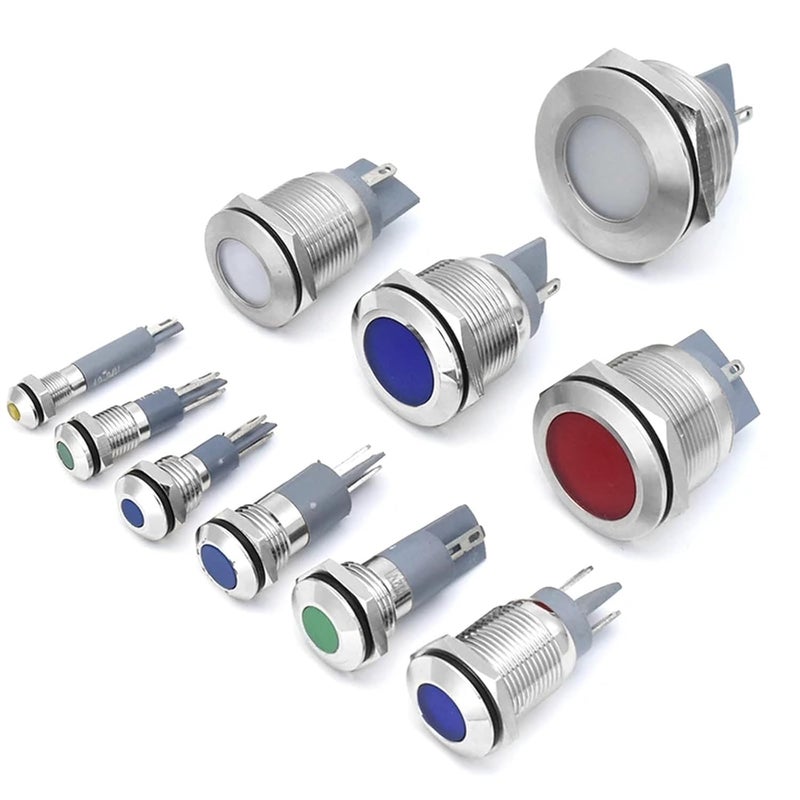 6mm Yellow LED Warning Indicator Light IP67 Waterproof 12 24 Volt Signal Lamp - Image 4