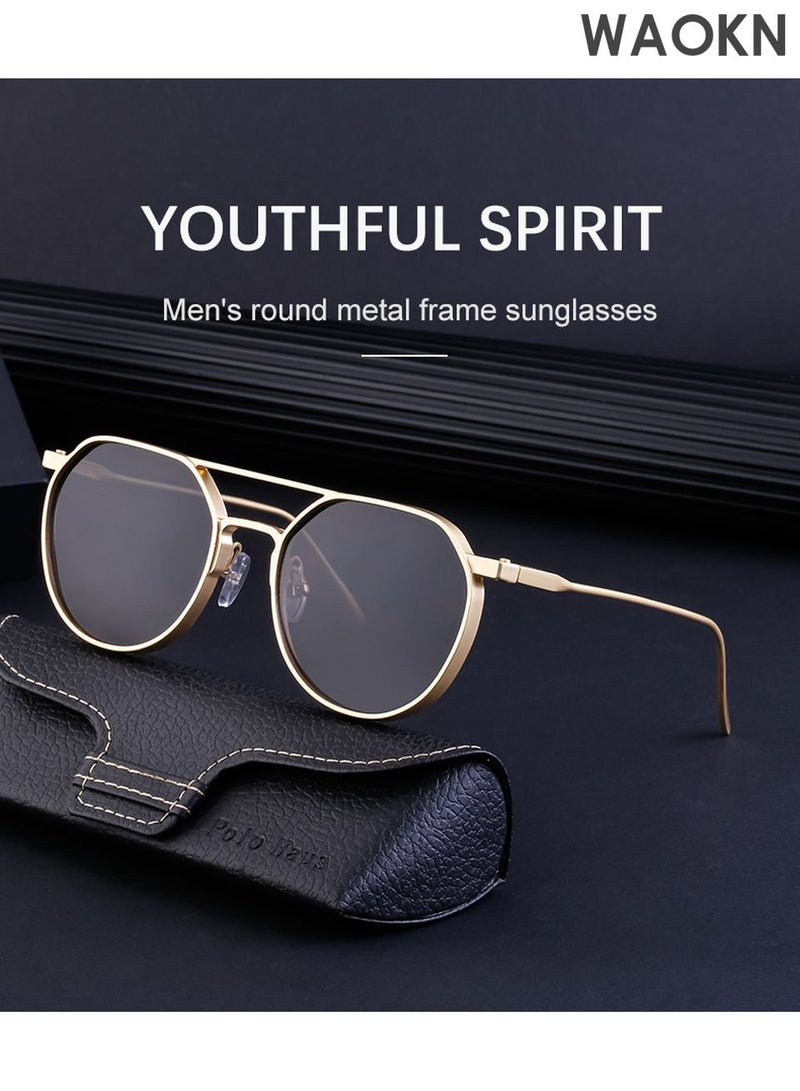 WAOKN Round Polarized Sunglasses for Men Women, UV Protection Sun Glasses Small Circle Hippie Lennon Shades Sunglasses,Classic Round UV400 Protection Glasses Shades,Outdoor Travel Driving Daily Use Etc - Image 3