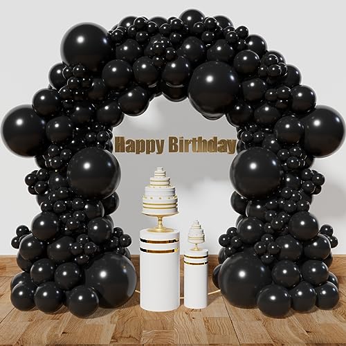 KAWKALSH Black Balloon Arch Kit 111Pcs 18 12 5 Inch Latex Party Balloons Garland for Birthday Baby Shower Wedding Engagement Anniversary Christmas Party Decorations - Image 1