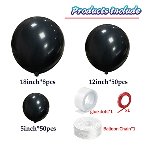 KAWKALSH Black Balloon Arch Kit 111Pcs 18 12 5 Inch Latex Party Balloons Garland for Birthday Baby Shower Wedding Engagement Anniversary Christmas Party Decorations - Image 5