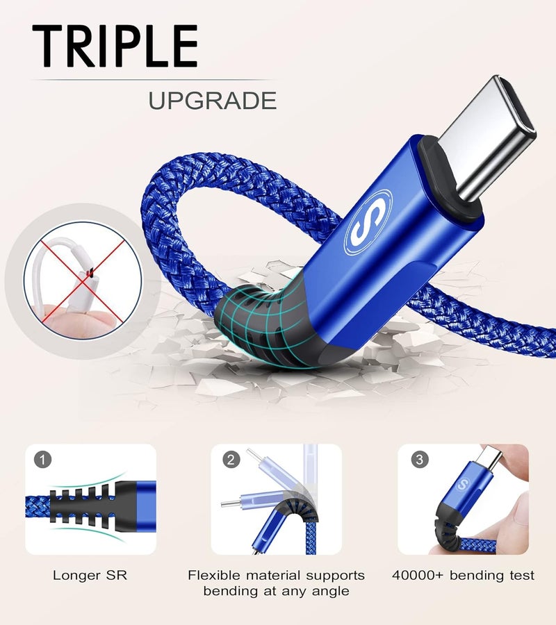 sweguard USB C Cable [2-Pack,1M ],100W Power Delivery PD Braided Super Fast Charge Cable USB Type C for iPhone 15 16 17 Pro Max Plus,MacBook,iPad Pro,Galaxy S25 S24 S23 S22 S21, Huawei - Image 5