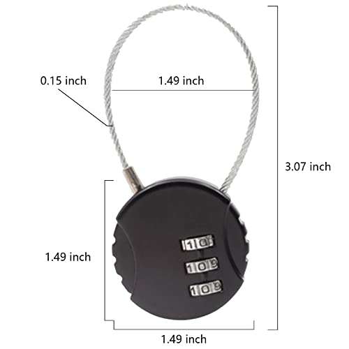Comemela 3 PCS 3-Digit Combination Lock Gym Locker Lock Waterproof Outdoor Mini Wire Rope Combination Padlock for Zippers, Backpacks, Trolley Cases, Gym Lockers, Fence - Image 5
