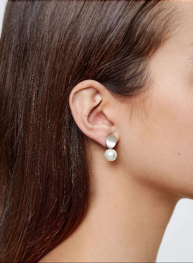 بارفوا أقراط فضية اللون مع حجر