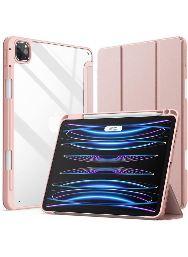 Jetech Case For Ipad Pro 11 Inch 2022 2021 2020 2018 With Pencil Holder Clear Transparent Back Shell Slim Stand Shockproof Tablet Cover Auto Wake Sleep Rose Gold - Image 1