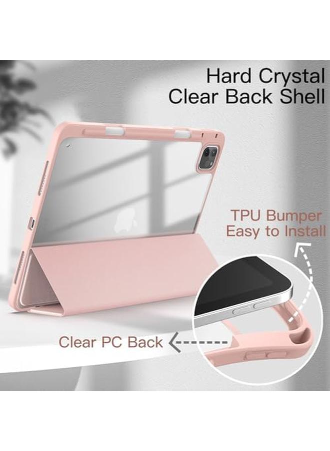 Jetech Case For Ipad Pro 11 Inch 2022 2021 2020 2018 With Pencil Holder Clear Transparent Back Shell Slim Stand Shockproof Tablet Cover Auto Wake Sleep Rose Gold - Image 3