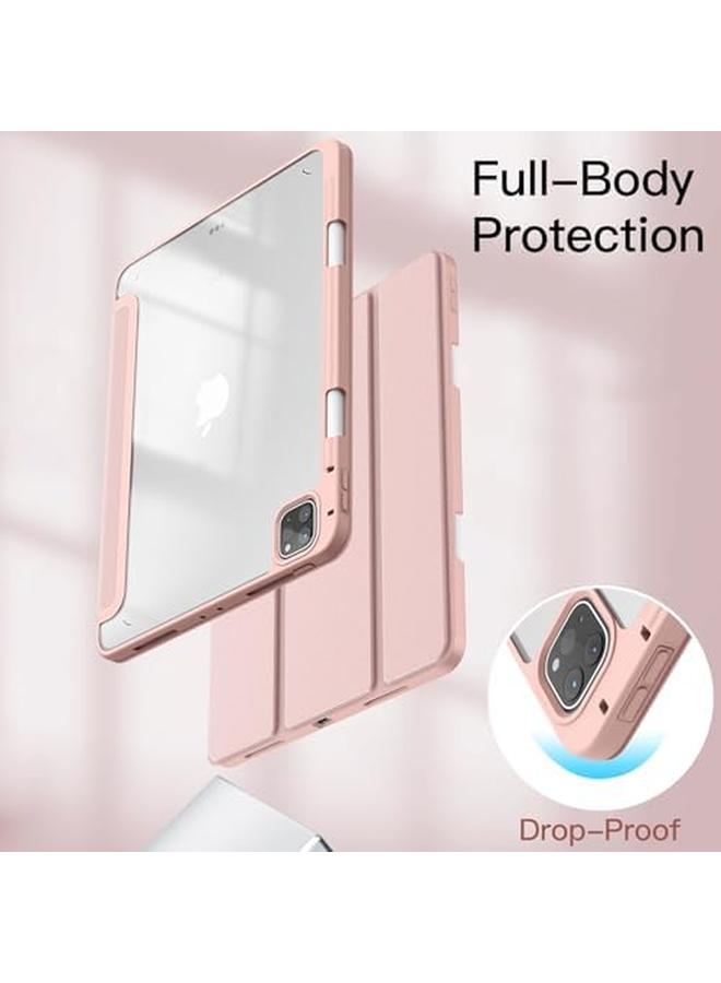 Jetech Case For Ipad Pro 11 Inch 2022 2021 2020 2018 With Pencil Holder Clear Transparent Back Shell Slim Stand Shockproof Tablet Cover Auto Wake Sleep Rose Gold - Image 4