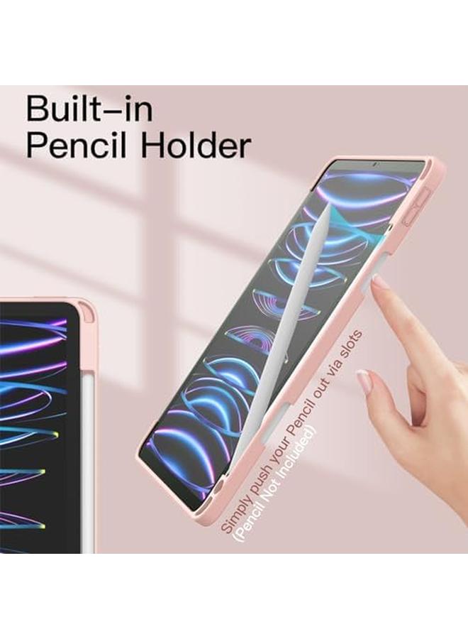 Jetech Case For Ipad Pro 11 Inch 2022 2021 2020 2018 With Pencil Holder Clear Transparent Back Shell Slim Stand Shockproof Tablet Cover Auto Wake Sleep Rose Gold - Image 5