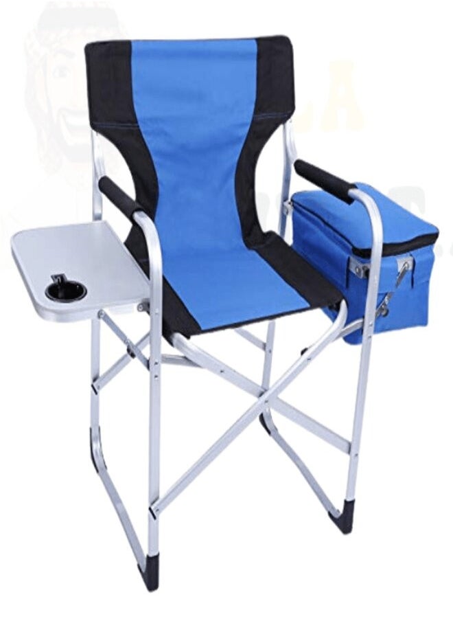Generic - Camping Chair with Side Table and Built-in Cooler, Aluminum Frame, Blue - Image 1