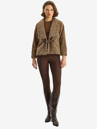 Bianco Lucci LUCCI Coat with Belt Detail