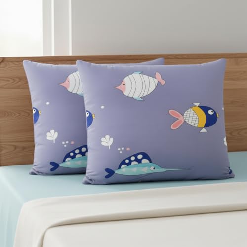 Filymore Kids Pillow Covers Set of 2 Covers| Cute Purple Fish Design for Kid Room Made with Microfiber Soft & Skin Friendly Pillow Cases | Size (17 x 27 inch (Purple). - Image 5