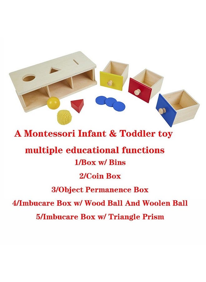 Kghios Montessori Box w/Bins Coin Object Permanence with Drawer 4 in 1 Montessori Infant Toys for Toddlers Materials for 6-12 Month Babies Infant 1-2 Year Toddlers Toys - Image 2