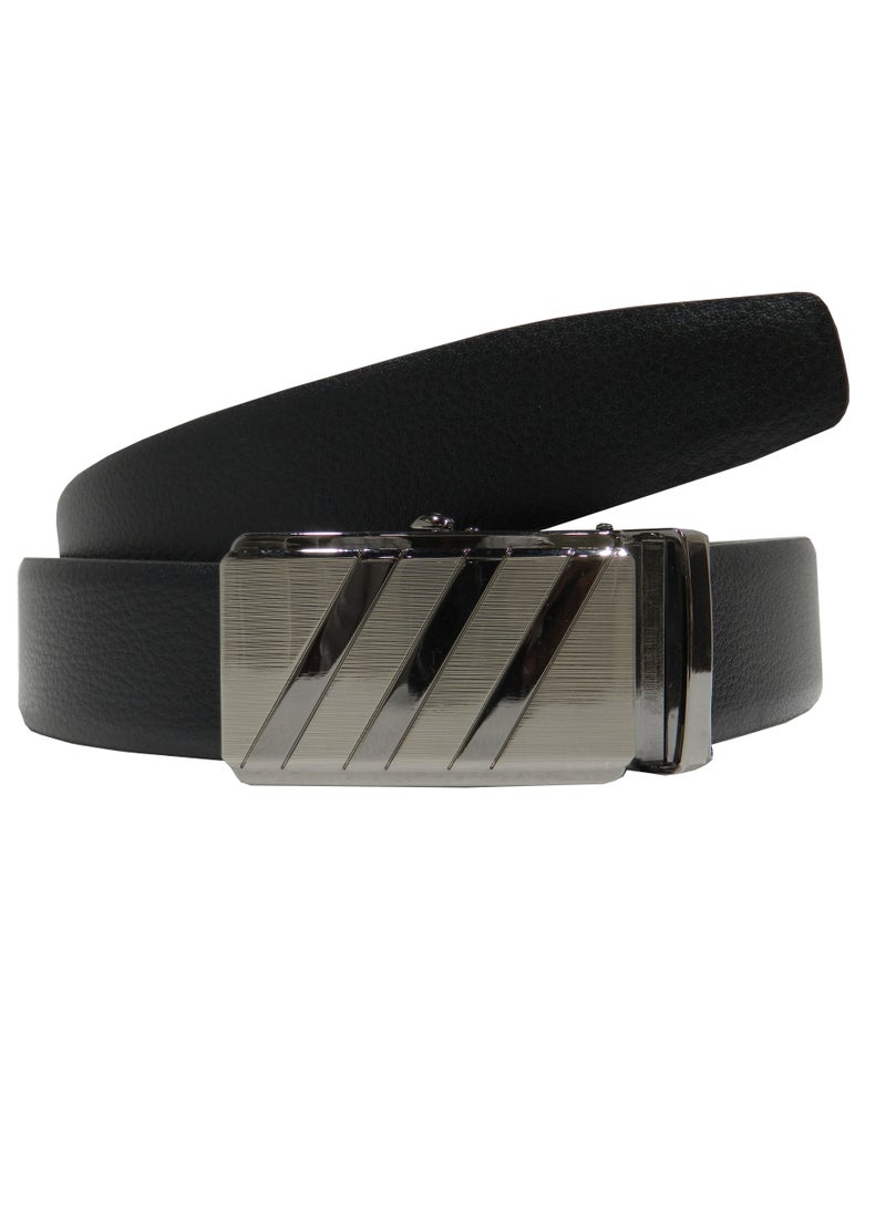 LAVERI LEATHER GENUINE LEATHER 35 MM FORMAL  BLACK AND BROWN BELT FOR MENS WITH AUTO LOCK BUCKLE - Image 2