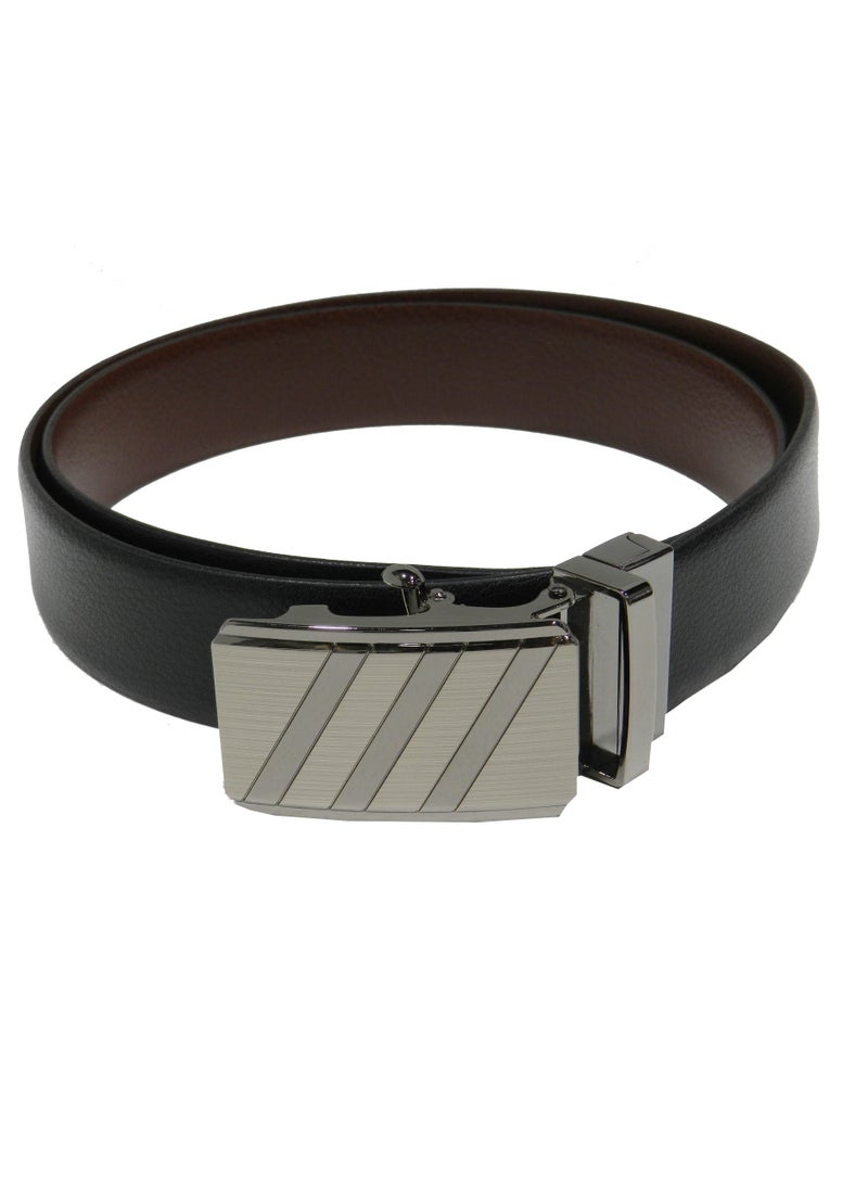 LAVERI LEATHER GENUINE LEATHER 35 MM FORMAL  BLACK AND BROWN BELT FOR MENS WITH AUTO LOCK BUCKLE - Image 4