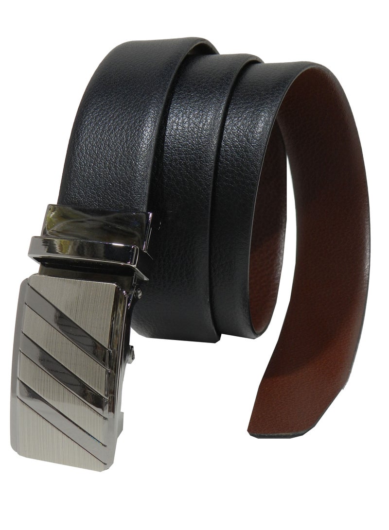 LAVERI LEATHER GENUINE LEATHER 35 MM FORMAL  BLACK AND BROWN BELT FOR MENS WITH AUTO LOCK BUCKLE - Image 1
