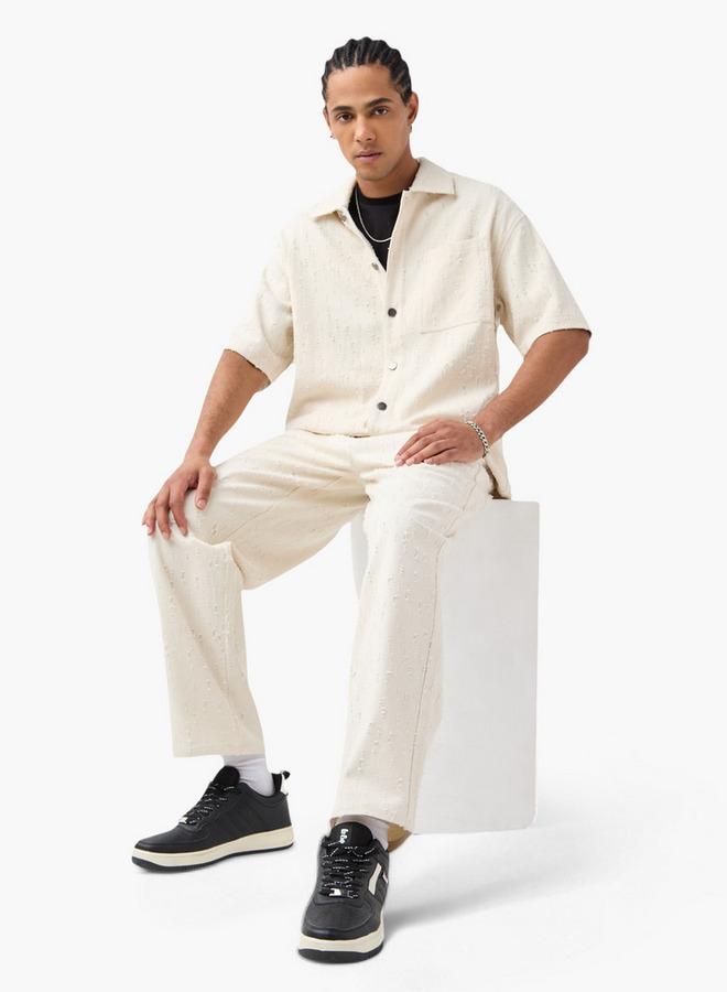 Lee Cooper Relaxed Fit Textured Shirt with Short Sleeves - Image 2