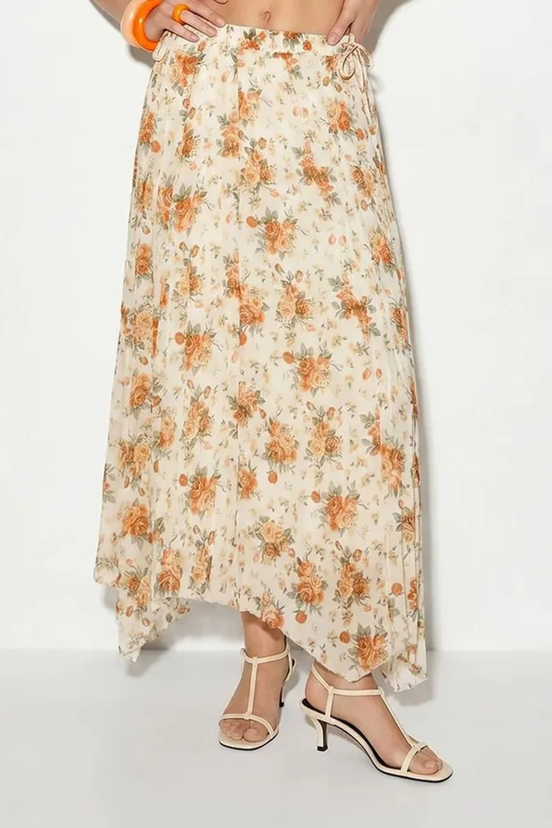 بيانكو لوتشي LUCCI Floral High-Waist Maxi Skirt