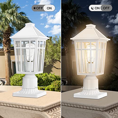 Darkaway Outdoor Post Lights Lamp Post Light Fixture, Waterproof Aluminum Housing with Glass, Fence Post Deck Lighting for Garden, Patio, Pathway (1 Pack, White) - Image 4