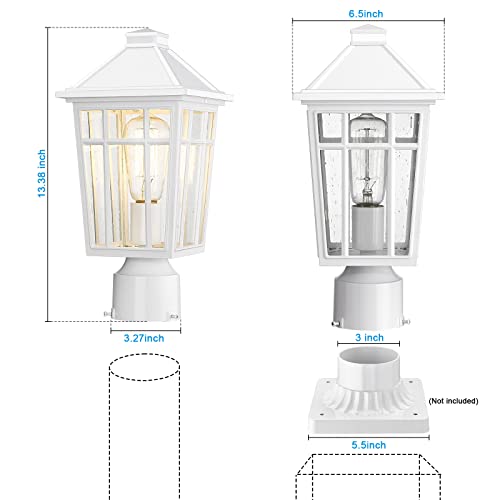 Darkaway Outdoor Post Lights Lamp Post Light Fixture, Waterproof Aluminum Housing with Glass, Fence Post Deck Lighting for Garden, Patio, Pathway (1 Pack, White) - Image 3