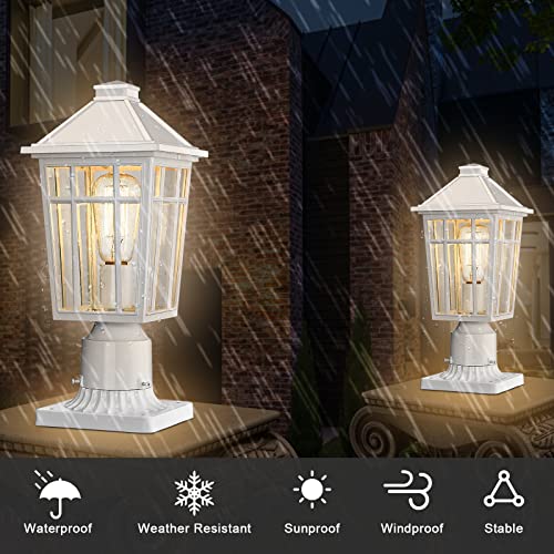 Darkaway Outdoor Post Lights Lamp Post Light Fixture, Waterproof Aluminum Housing with Glass, Fence Post Deck Lighting for Garden, Patio, Pathway (1 Pack, White) - Image 2