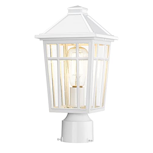 Darkaway Outdoor Post Lights Lamp Post Light Fixture, Waterproof Aluminum Housing with Glass, Fence Post Deck Lighting for Garden, Patio, Pathway (1 Pack, White) - Image 1
