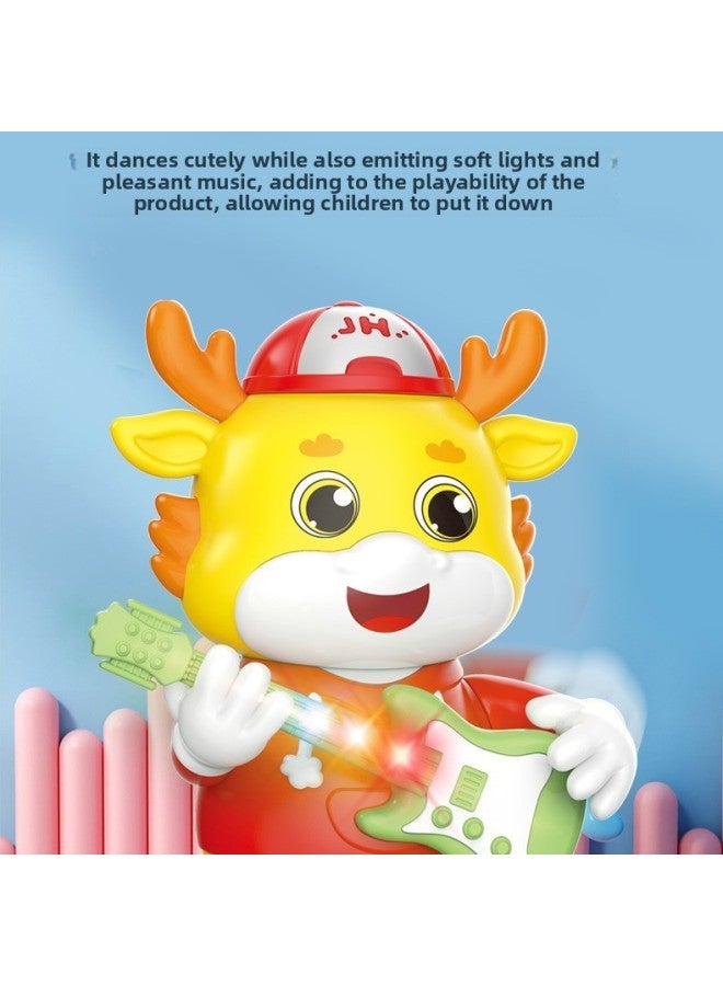 Loquat Same Electric Fun Cartoon Guitar Cute Funny Calf Sound And Light Music Year Year Gift Decoration Toy-Color:3373 Cute Dragon Guitarist - Image 5