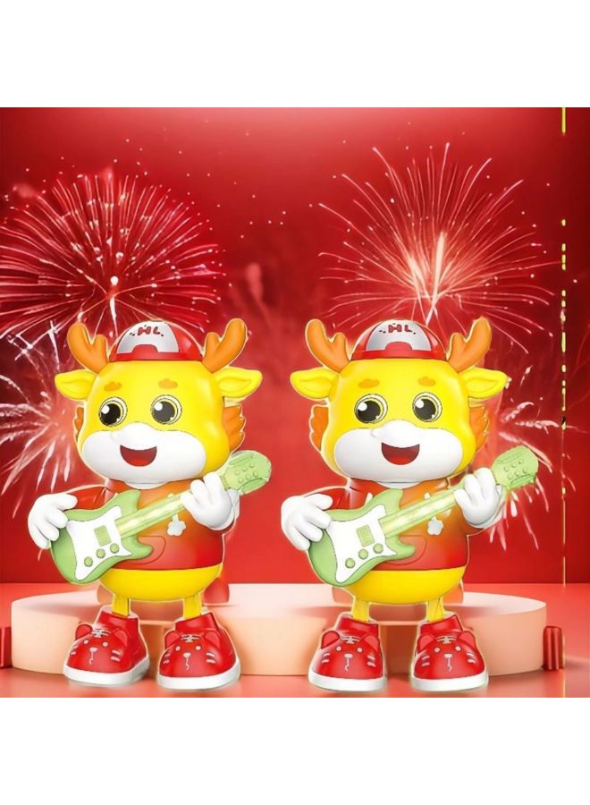 Loquat Same Electric Fun Cartoon Guitar Cute Funny Calf Sound And Light Music Year Year Gift Decoration Toy-Color:3373 Cute Dragon Guitarist - Image 2