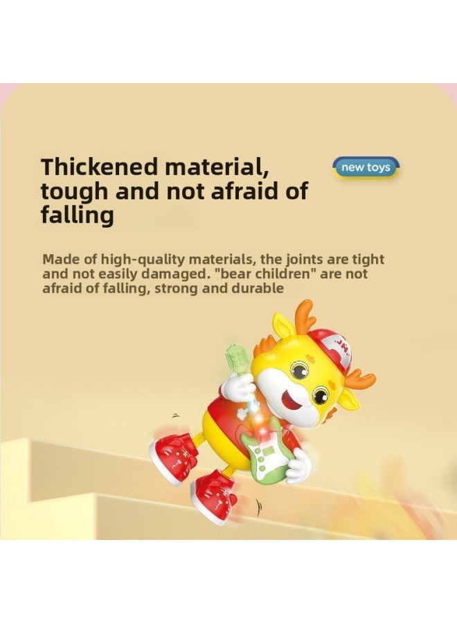 Loquat Same Electric Fun Cartoon Guitar Cute Funny Calf Sound And Light Music Year Year Gift Decoration Toy-Color:3373 Cute Dragon Guitarist - Image 4