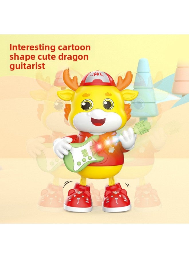 Loquat Same Electric Fun Cartoon Guitar Cute Funny Calf Sound And Light Music Year Year Gift Decoration Toy-Color:3373 Cute Dragon Guitarist - Image 3