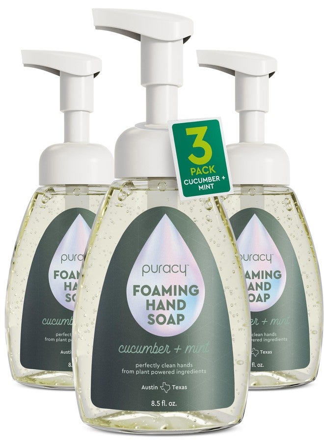 Puracy Foaming Hand Soap - Plant-Powered Natural Hand Soap As Seen on TikTok, Non-Toxic, Sulfate-Free Liquid Soap, Moisturizing Foam Handwash Liquid (Cucumber & Mint, 12 fl oz, 3-Pack - Image 1
