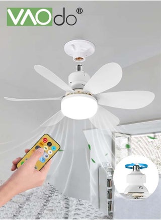 Fan Ceiling Fan with LED Light Light with Remote for E27 Base Small Socket Fan 3 Colors Dimmable Mini Screw in Ceiling Fan Light with 6 Blades for Bedroom Kitchen and Small Rooms Silent Fan - pzsku/Z3D911873BBC3CFD27FA9Z/45/_/1720520981/dcf18435-519a-4fbb-bc71-e3e954878bf1