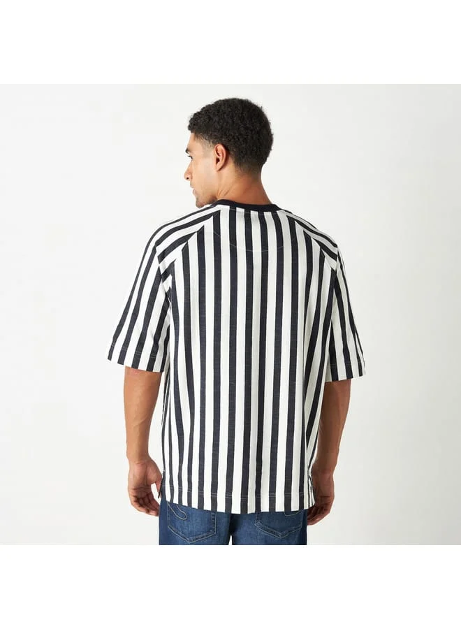 Lee Cooper Lee Cooper Striped Crew Neck T-shirt with Raglan Sleeves