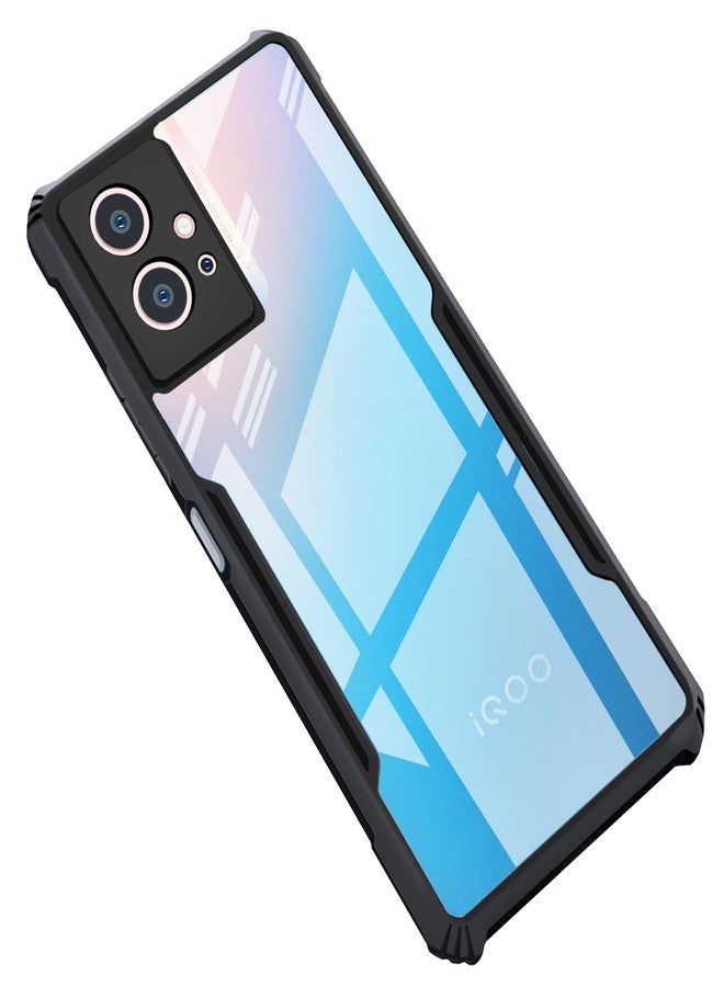 CEDO iQOO Z6 (5G) Back Case Cover | Camera Protection Shockproof Bumper-Edge | Acrylic Crystal Clear 360 Degree Protection TPU+PC | Transparent Eagle Back Case Cover (Black) - Image 1