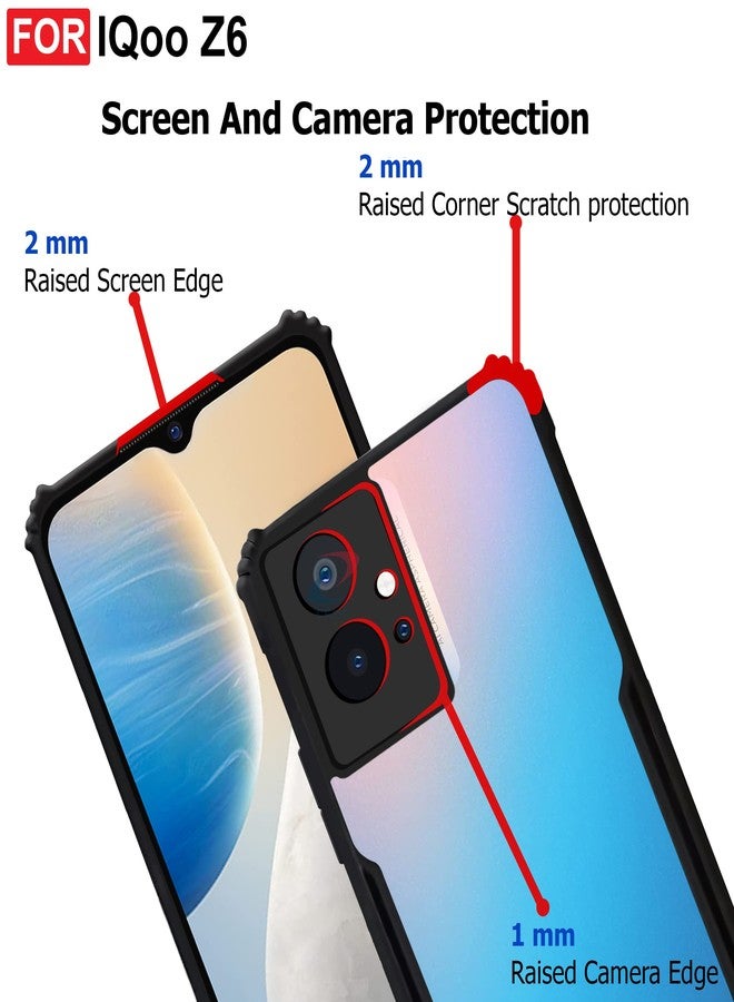 CEDO iQOO Z6 (5G) Back Case Cover | Camera Protection Shockproof Bumper-Edge | Acrylic Crystal Clear 360 Degree Protection TPU+PC | Transparent Eagle Back Case Cover (Black) - Image 5