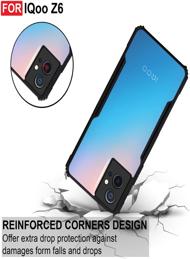 CEDO iQOO Z6 (5G) Back Case Cover | Camera Protection Shockproof Bumper-Edge | Acrylic Crystal Clear 360 Degree Protection TPU+PC | Transparent Eagle Back Case Cover (Black) - Image 4