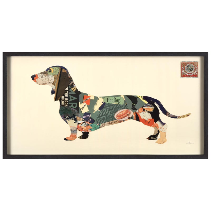 Empire Art Direct Empire Art Direct Dachshund Dimensional Collage Handmade by Alex Zeng Framed Graphic Dog Wall Art 25 x 48 x 14 Ready to Hang 