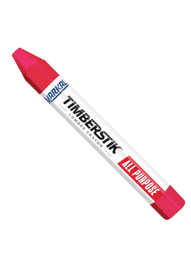 Markal 200 Lumber Crayon Economical Wax Based Marker, 1/2" Hex, 4-5/8" Length, Red (Pack Of 12) - Image 1