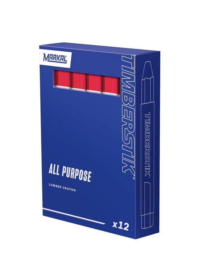 Markal 200 Lumber Crayon Economical Wax Based Marker, 1/2" Hex, 4-5/8" Length, Red (Pack Of 12) - Image 2