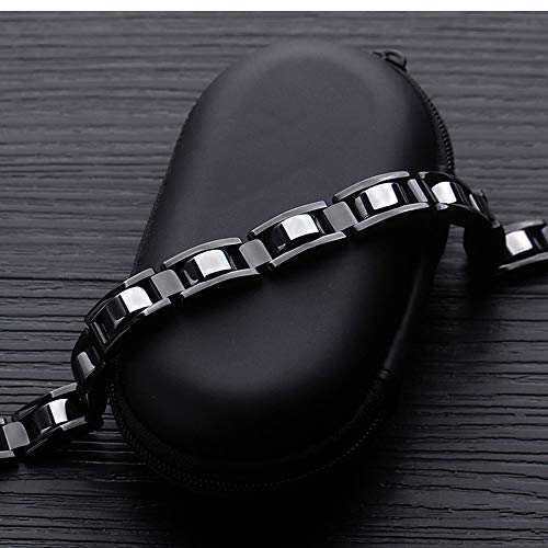 Feraco Mens Magnetic Bracelets, Classic Balck Titanium Stainless Steel Bracelets with Natural Hematite Magnet Stones,Men's Jewelry Gifts,8.66 inch - Image 2