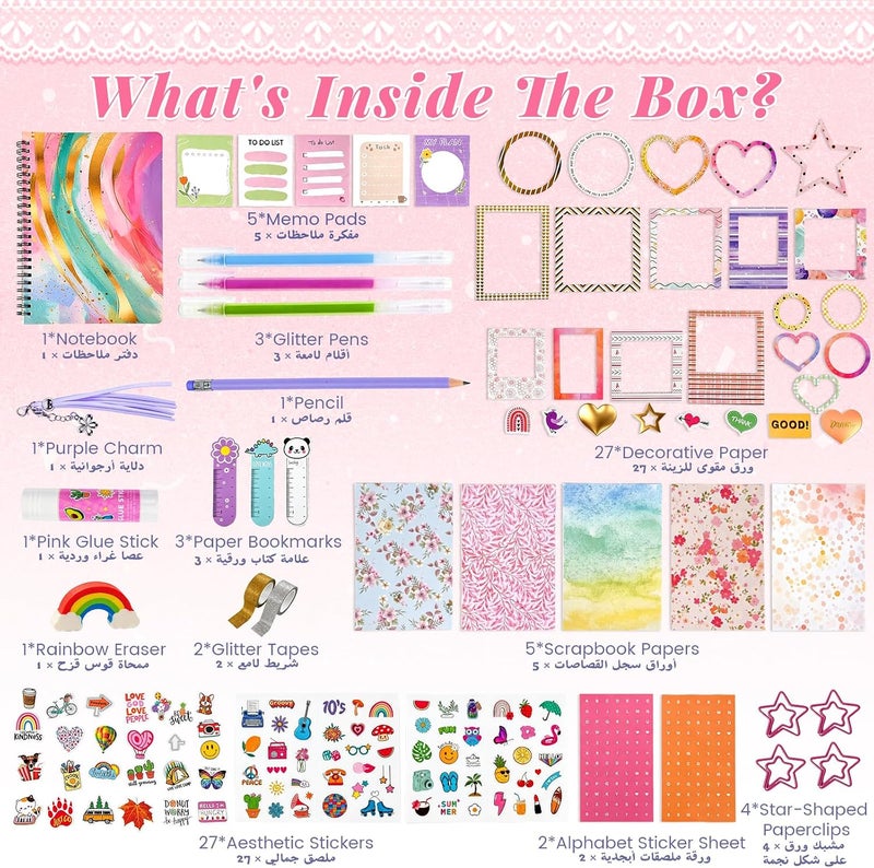 SOOO GOOD 59Pcs DIY Journaling Set, Multicolor Scrapbook Supplies Kit with Watercolor Notebook, Cute Stickers, Planner Paper for School Crafts Travel Diary, Ideal gifts for boys and girls aged 3-16 - Image 2