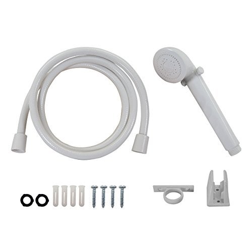 RecPro RV 60" White Vinyl Handheld Shower Head & Hose with Shut-Off Valve | Durable, Adjustable, and Easy to Install - Image 1