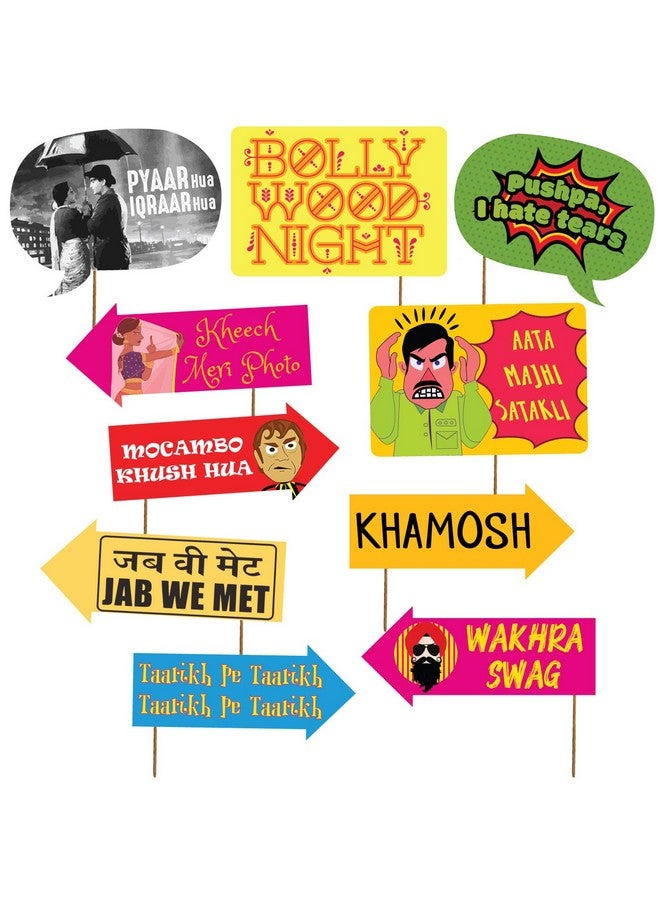 Festiko Photobooth Props Bollywood (Set of 10) / Party & Celebration Theme Photo Booth Props/Bollywood Party Props/Bollywood Theme Props/Bollywood Props