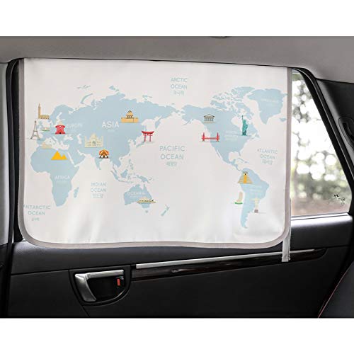 BEBEDECO Magnetic Car Sun Shade Curtain for Side Window – Sun Blocker and UV Protector for Baby, Kids, and Pets – Universal Fit with Built-in Magnets for Steel-Framed Door (Be-Travel Map) - Image 3
