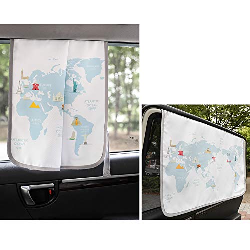 BEBEDECO Magnetic Car Sun Shade Curtain for Side Window – Sun Blocker and UV Protector for Baby, Kids, and Pets – Universal Fit with Built-in Magnets for Steel-Framed Door (Be-Travel Map) - Image 4
