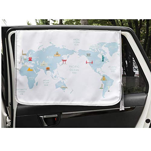 BEBEDECO Magnetic Car Sun Shade Curtain for Side Window – Sun Blocker and UV Protector for Baby, Kids, and Pets – Universal Fit with Built-in Magnets for Steel-Framed Door (Be-Travel Map) - Image 2