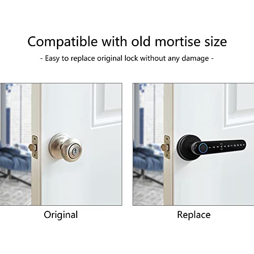 CATCHFACE [Upgrade] Smart Lock Fingerprint Door Lock,CATCHFACE TTLock Smart Lock Smart Door Handle with App IC Card,Auto Lock,DIY Install-Perfect for Home,Apartment,Co-Working Space(Black) - Image 3